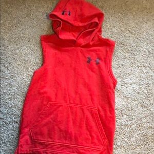 Red Under Armour sleeveless hoodie